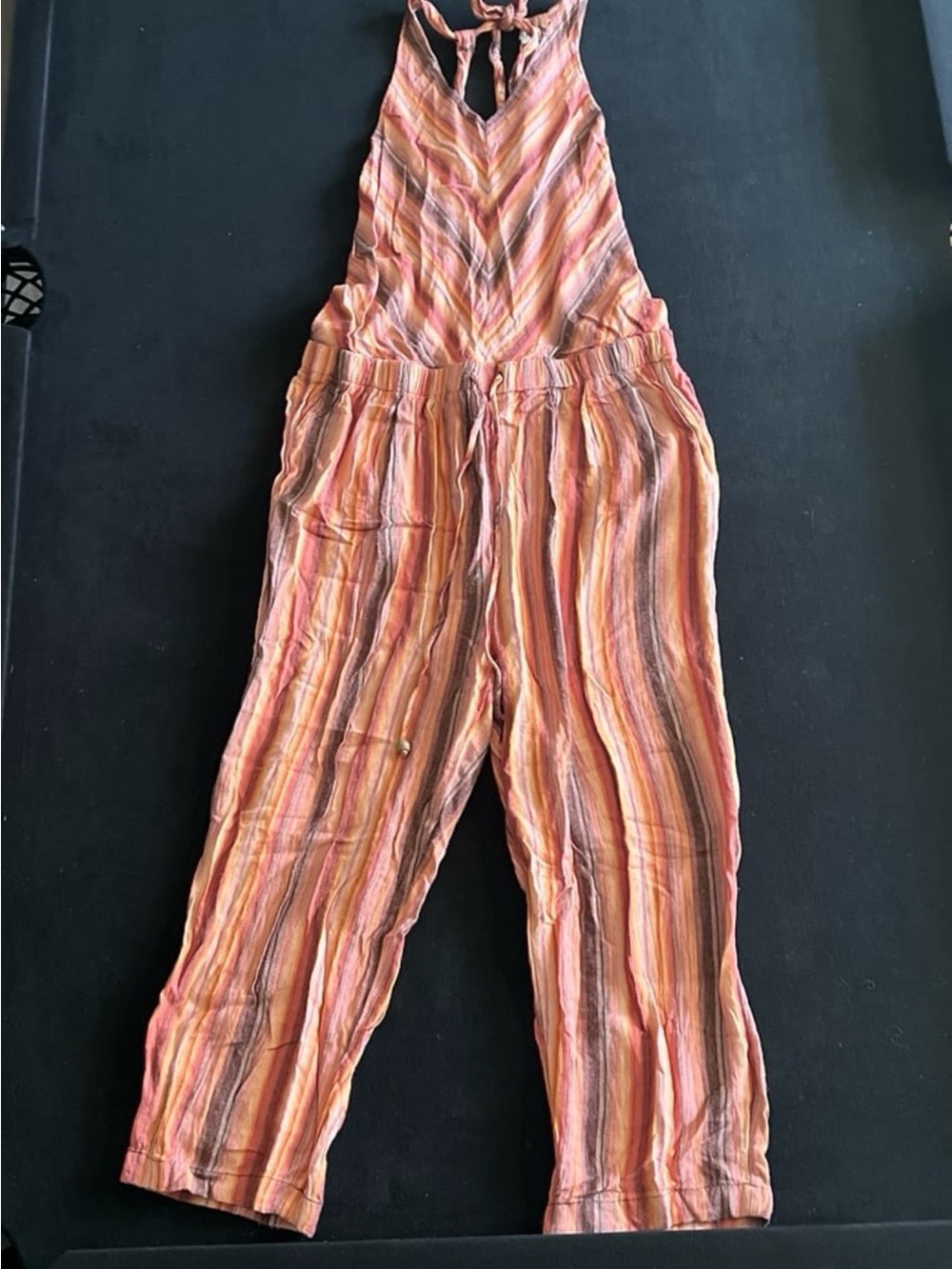 Wonderly Peach and Pink Striped Halter Jumpsuit